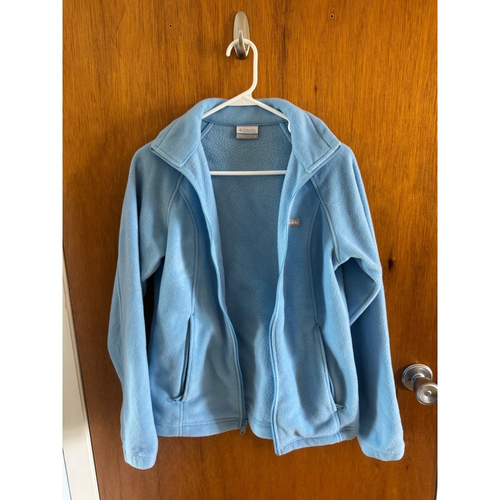 Columbia Benton Springs Full Zip Fleece Jacket Womens Small Sky Blue Outdoor